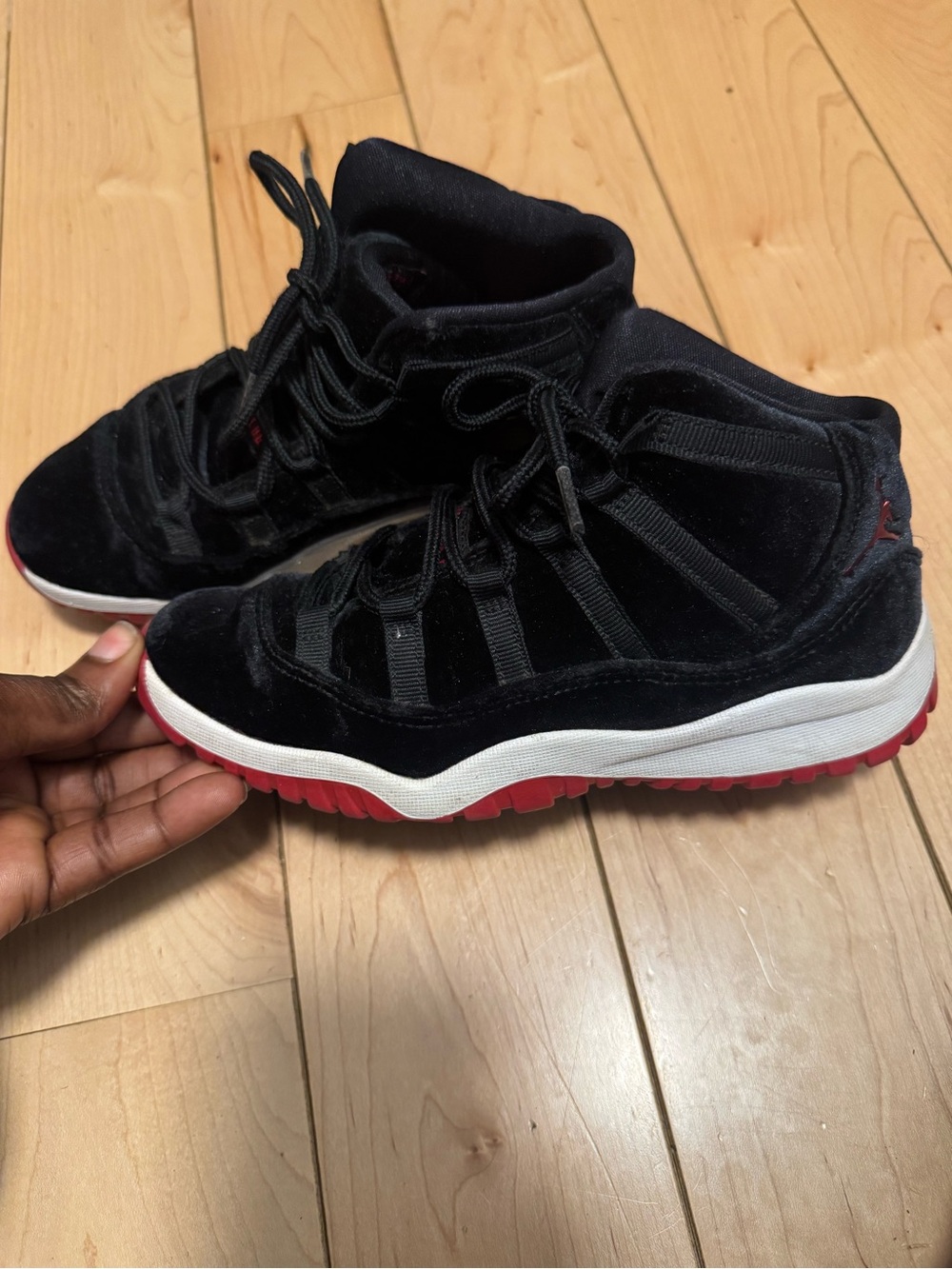 Jordan Kids Black and Red High-Top Sneakers